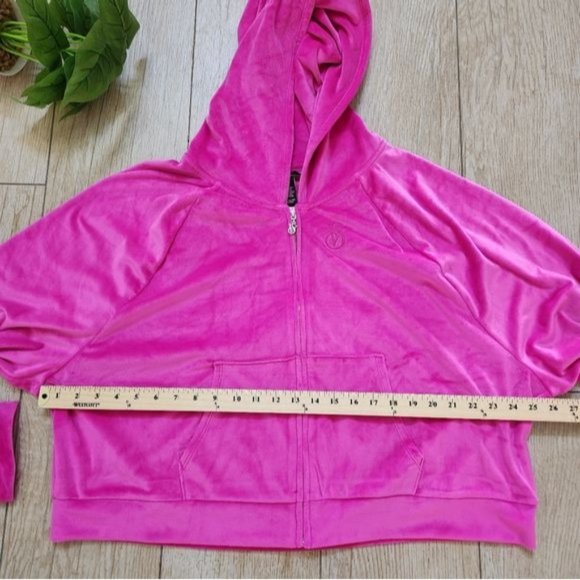 VICTORIA'S SECRET Hot Pink Velour cropped  Zip Up Hoodie Size XXL - Picture 11 of 13